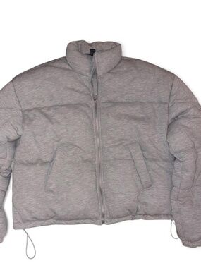 Forever 21 Gray Sweatshirt-Style Jacket | Oversized Cropped Fit | Size M